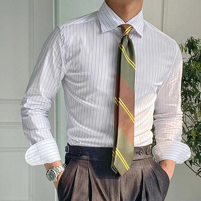 Italian Striped Shirt - AntoniosClothing - White
