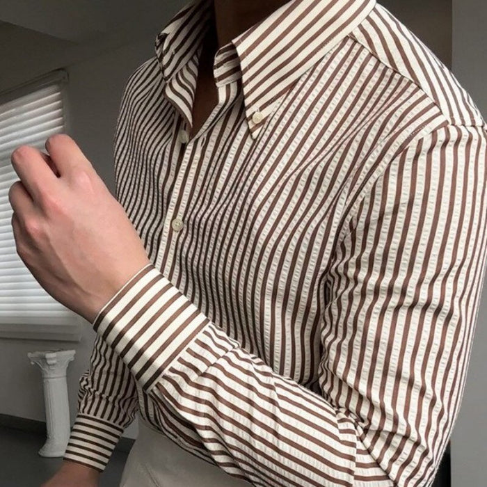 Italy Striped Shirt - AntoniosClothing - Khaki