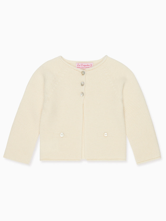 Ivory Leandra Cashmere Baby Cardigan