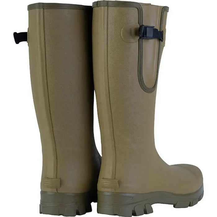 Rear view of Jack Pyke Ashcombe Gusset Wellington Boot showcasing sturdy heel support and rugged sole for enhanced grip on outdoor terrains.  from  John Bull Clothing