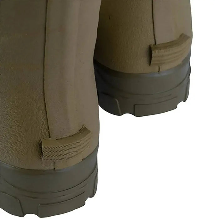 Detailed view of the heel section of Jack Pyke Ashcombe Gusset Wellington Boot, emphasizing reinforced construction for durability and support.  from  John Bull Clothing
