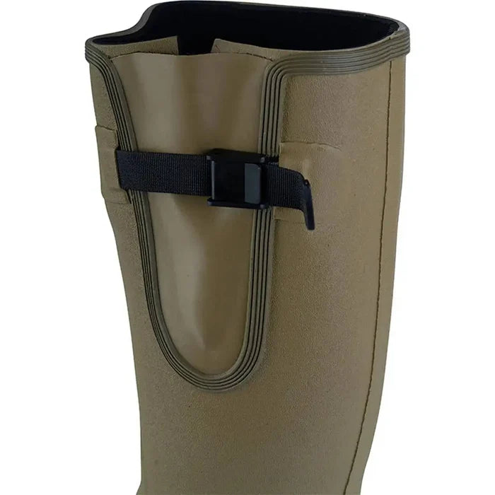 Top section of Jack Pyke Ashcombe Gusset Wellington Boot with adjustable strap and neoprene lining for a snug and comfortable fit.  from  John Bull Clothing