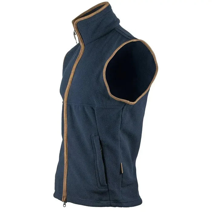 Navy Jack Pyke Countryman Fleece Gilet with full front zip and high collar, designed for outdoor wear and made from 300g polyester fleece. Navy from  John Bull Clothing
