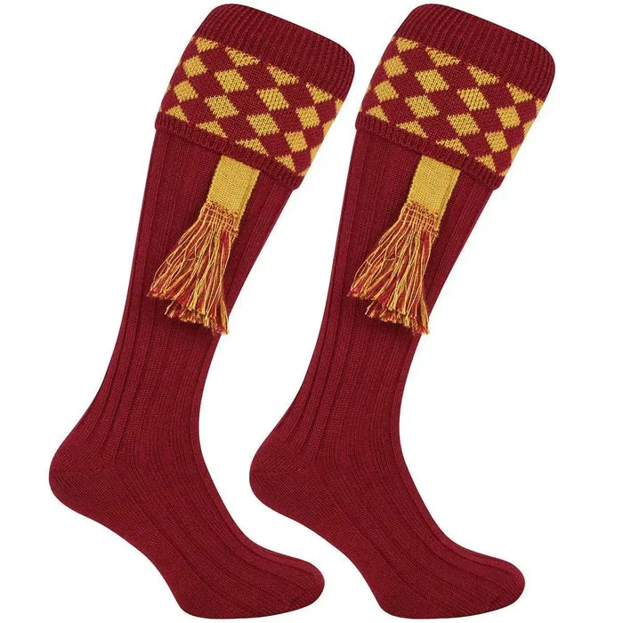 Jack Pyke Harlequin Shooting Sock - John Bull Clothing Burgundy from  John Bull Clothing