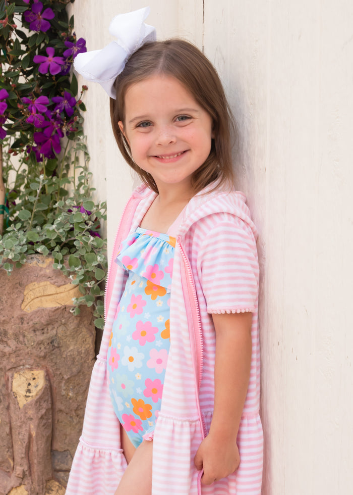 James and Lottie - Terrycloth Cover-Up - Pink Stripe