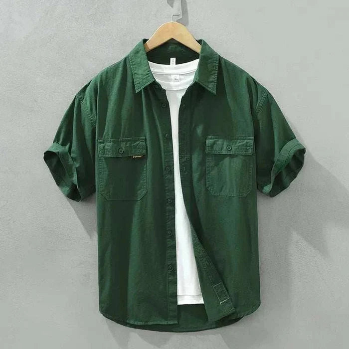 Japanese loose short sleeve summer shirt - AntoniosClothing - Green