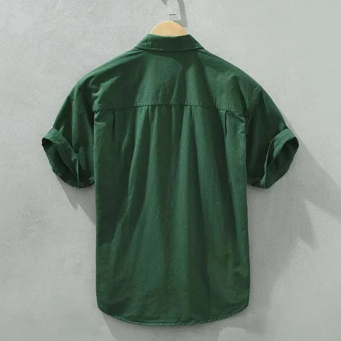 Japanese loose short sleeve summer shirt - AntoniosClothing - Green
