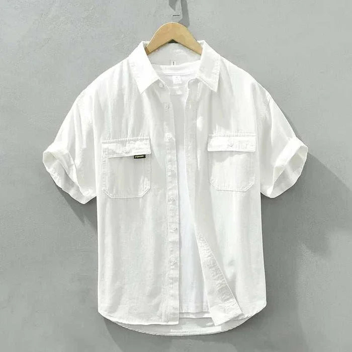Japanese loose short sleeve summer shirt - AntoniosClothing - WHITE