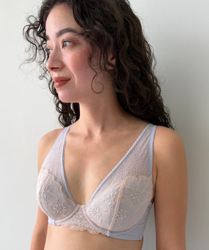 Jasmine Plunge Underwire Bra | Pale Blue