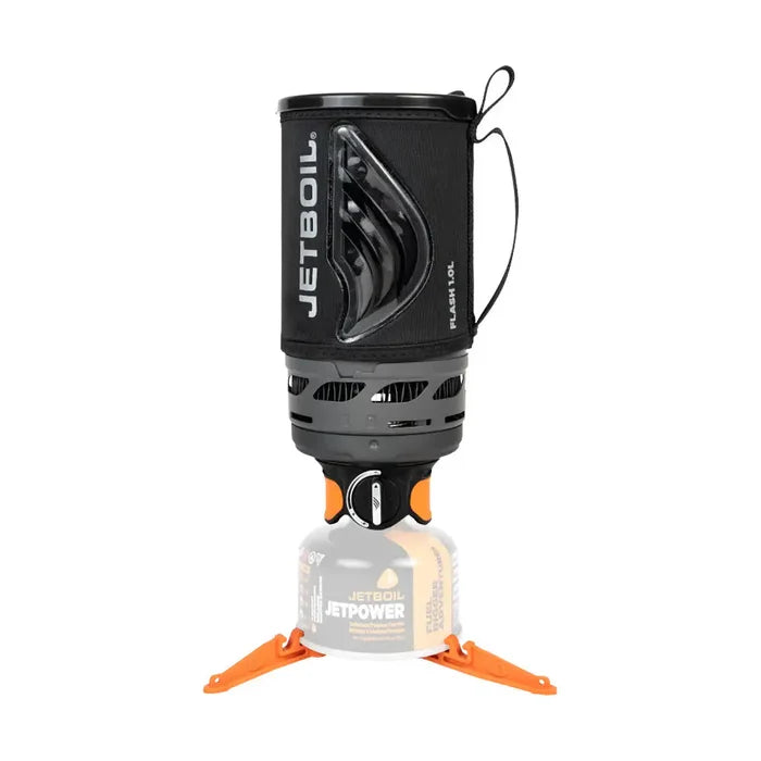 Jetboil Flash 1.0L Fast Boil Stove System in Carbon color, featuring an insulated cooking cup and efficient burner for rapid boiling. Carbon FLCBN3 from  John Bull Clothing