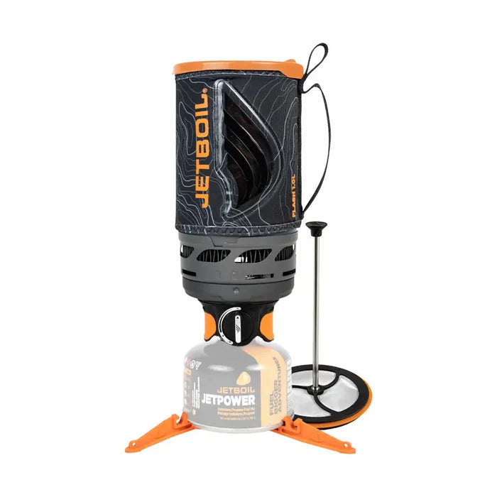 Jetboil Flash 1.0L Fast Boil Stove System JavaKit Topo edition, including a coffee press for convenient brewing on the go. JavaKit Topo FLJVT3 from  John Bull Clothing