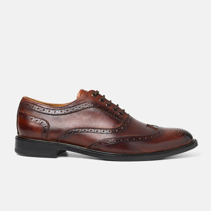 JUNCAL oxford brogue london piel pulida vista frontal hecho a mano México