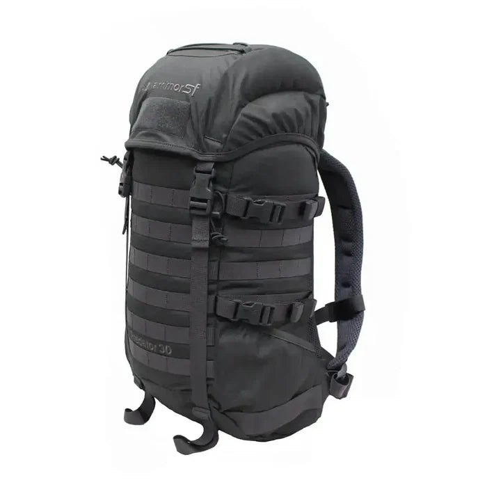 Black Karrimor Predator 30 Litre Daysack featuring MOLLE webbing, ergonomic shoulder straps, and a rugged design for outdoor adventures. Grey from  John Bull Clothing