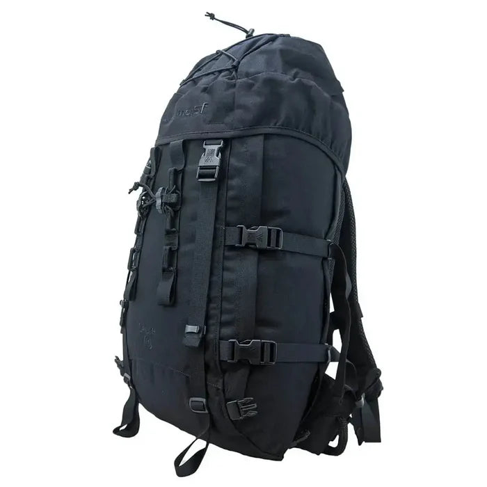 Karrimor SF Sabre 45 PLCE Rucksack in black, designed for durability and tactical performance with multiple strap and attachment points. Black from  John Bull Clothing