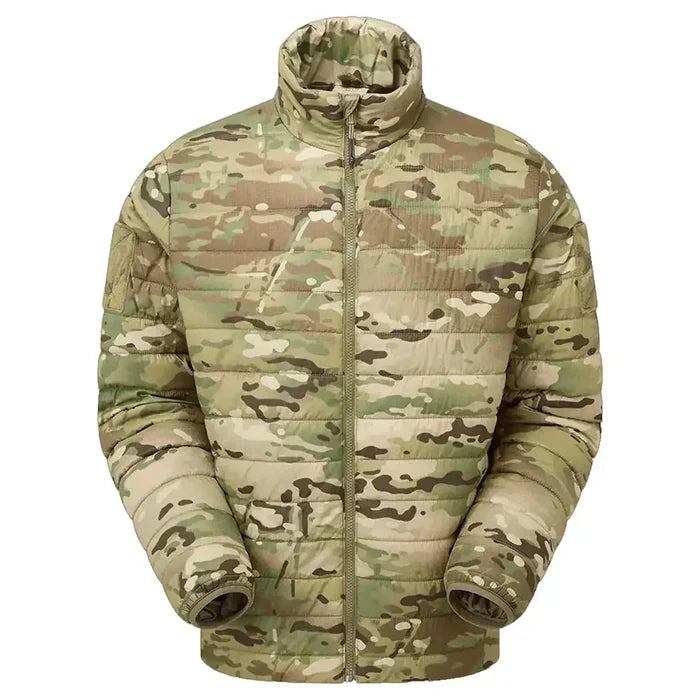 Keela Quantum Core Primaloft Jacket Multicam with full front zip and tactical camo design, ideal for cold-weather operations.  from  John Bull Clothing