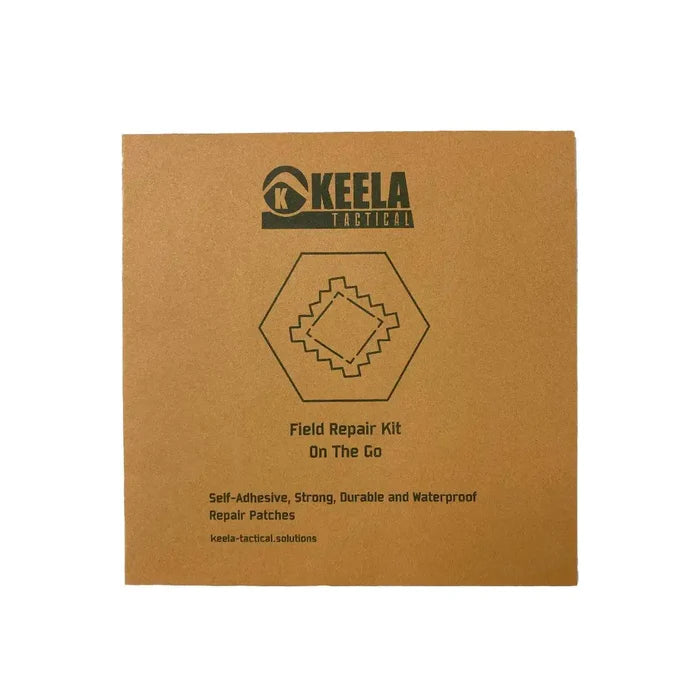 Keela Tactical Field Repair Kit packaging featuring a compact design for on-the-go emergency repairs. Includes durable, waterproof repair patches.  from  John Bull Clothing