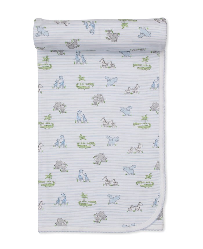 Kissy Kissy - Blanket - Safari Party Blue
