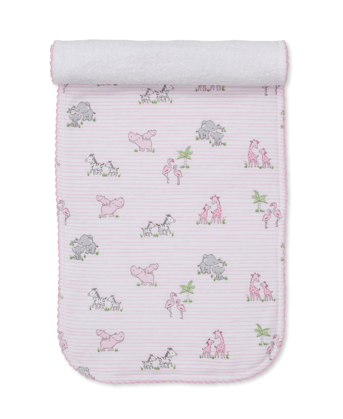 Kissy Kissy - Burp Cloth - Safari Party Pink