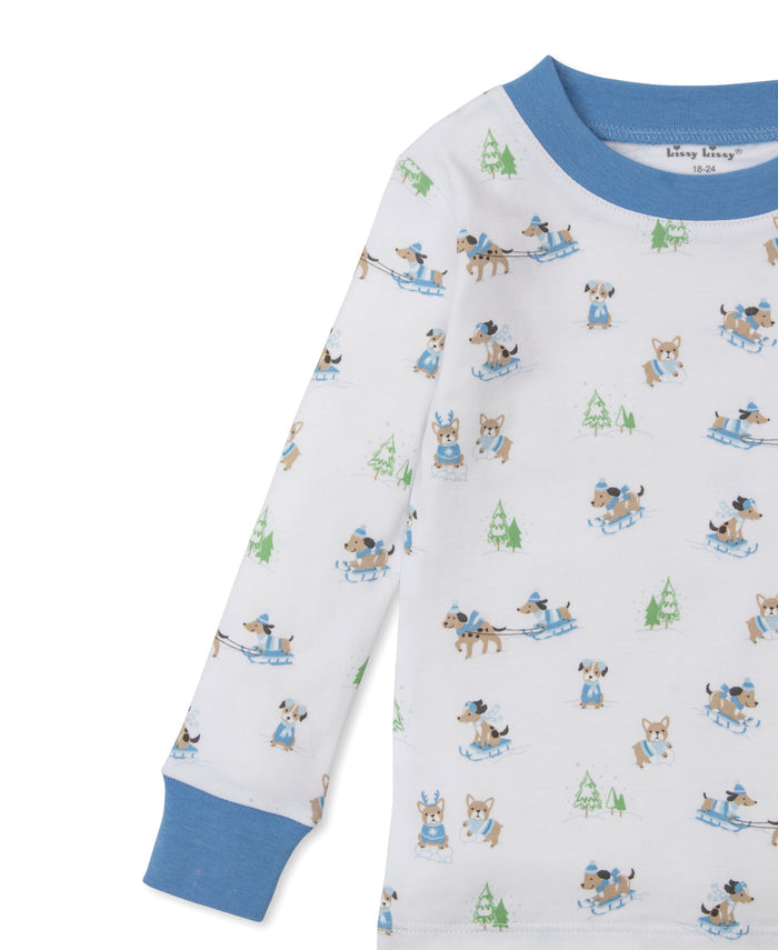 Kissy Kissy - Pajama Set - Blue Puppy's Sleigh Ride