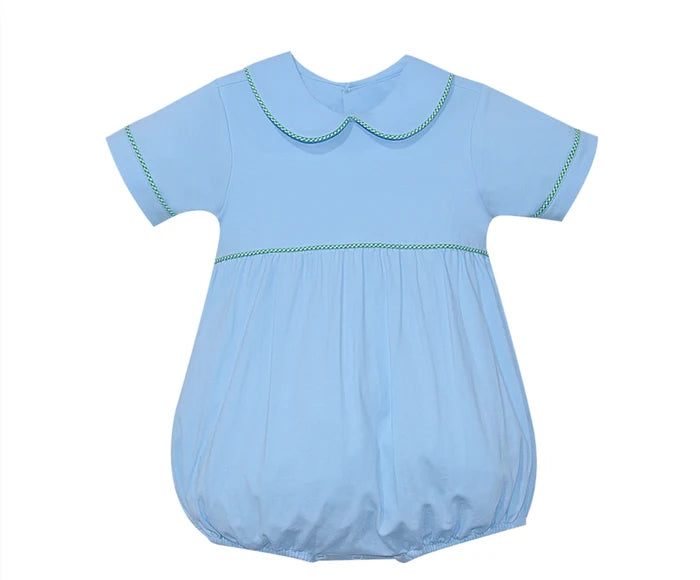 Knit Bubble - Blue with Green Gingham