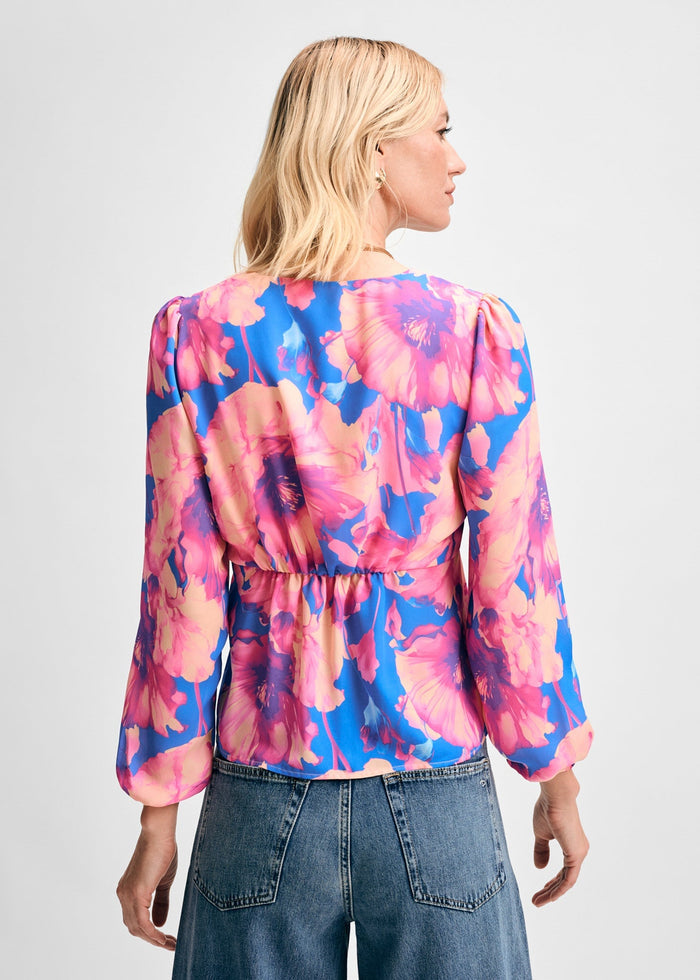 Knot Front Long Sleeve Blouse