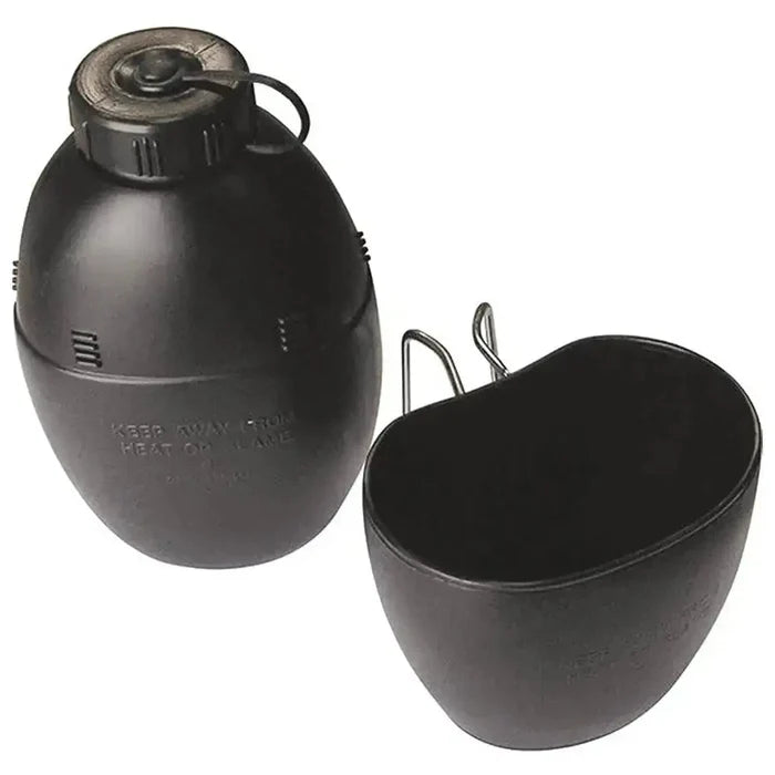 Kombat 58 Pattern Black Water Bottle and Mug Canteen - John Bull Clothing  from  John Bull Clothing