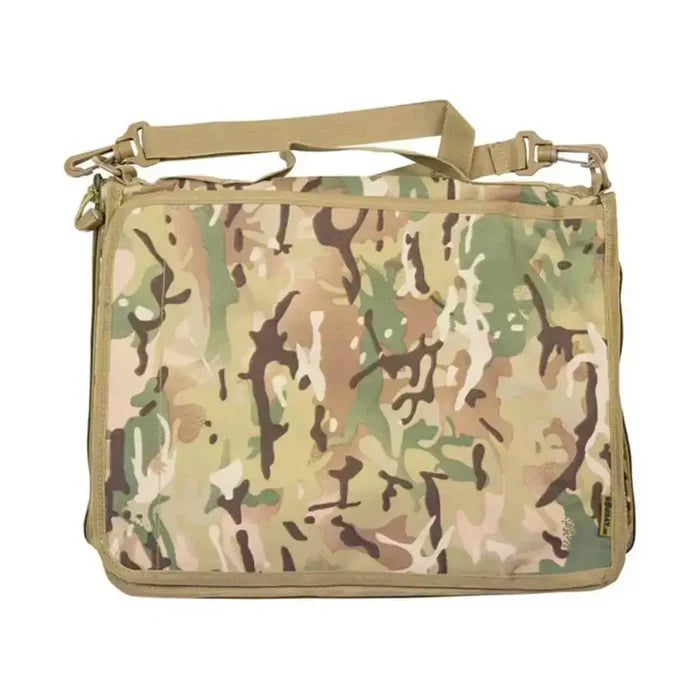 Kombat A4 Folder Holder Multicam with shoulder strap, made from durable 1000D polyester in camouflage design for tactical office use.  from  John Bull Clothing