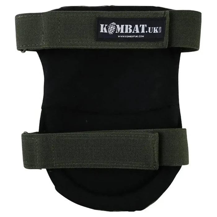 Rear view of Kombat Airsoft Armoured Knee Pads featuring adjustable elastic straps and a durable black fabric backing for comfort and stability.  from  John Bull Clothing
