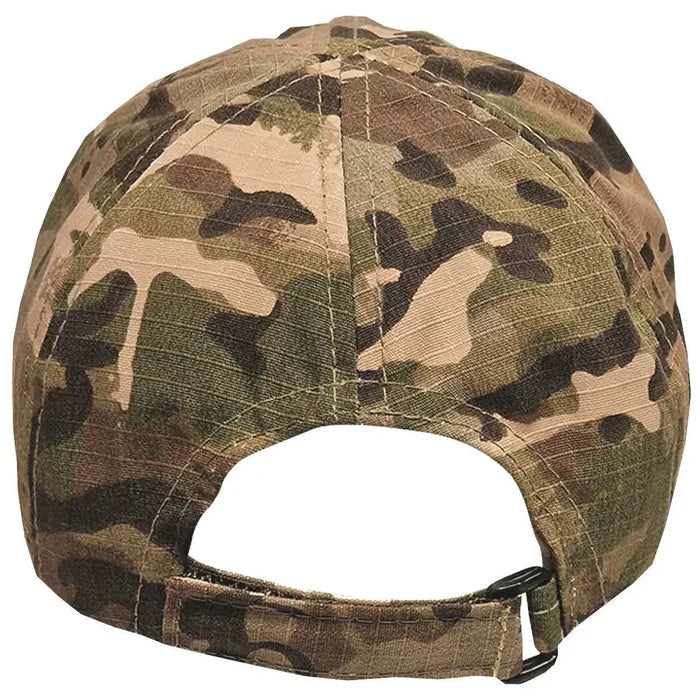 Side view of kids camouflage baseball cap with curved brim  from  John Bull Clothing