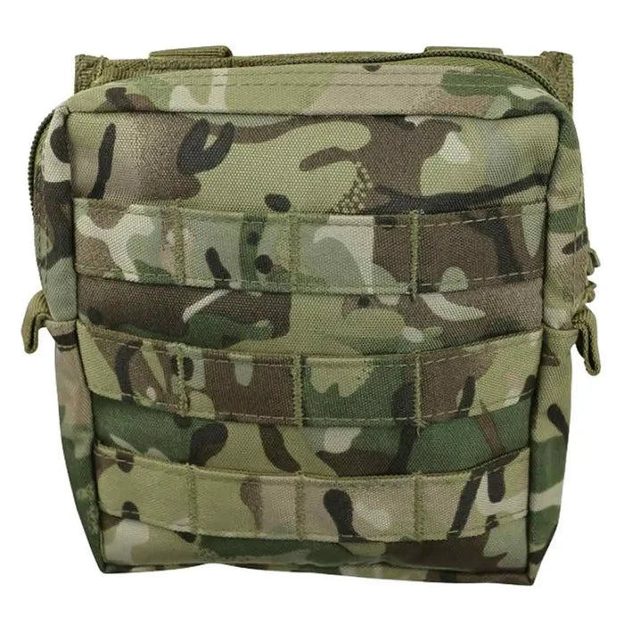 Front-facing Kombat Medium Molle Utility Pouch BTP with full MOLLE compatibility and durable multicam fabric for outdoor and military use.  from  John Bull Clothing