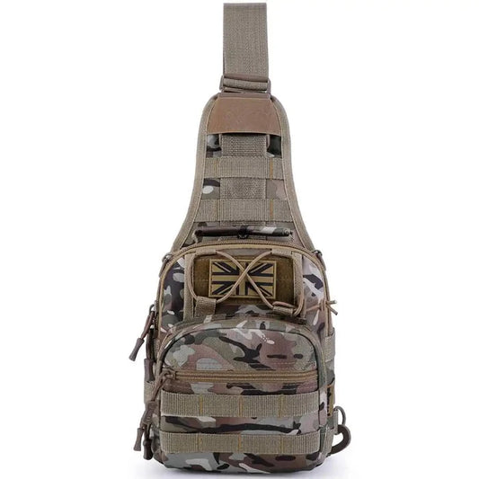 Kombat Ranger Sling Bag BTP from John Bull Clothing, a 3L tactical shoulder pack with British Terrain Pattern camouflage, ideal for outdoor use.  from  John Bull Clothing