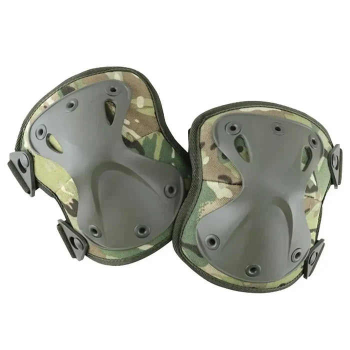 Kombat Spec-Ops Airsoft Knee Pads in camouflage design with durable plastic shell and adjustable straps for secure fit and protection. BTP from  John Bull Clothing