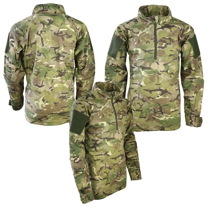 Kombat Trooper Kids Army Jacket in BTP camouflage with zip-up front and reinforced sleeves. Ideal for outdoor play and military-style dressing.  from  John Bull Clothing