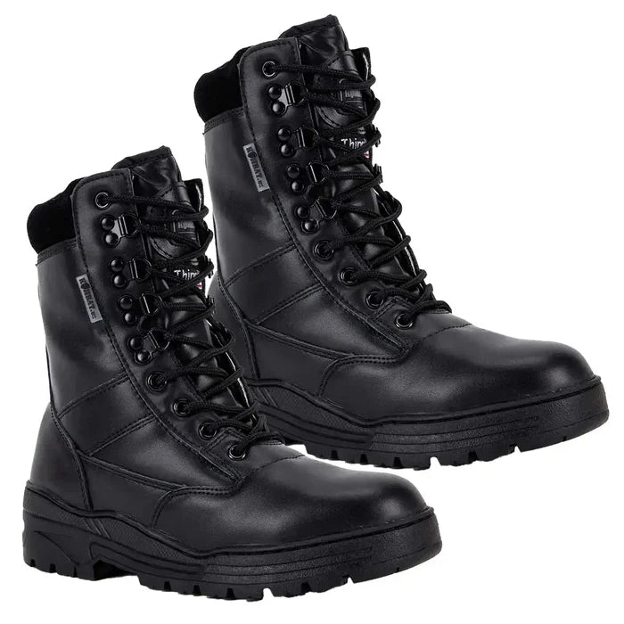 Kombat UK All Leather Patrol Boots Black with high ankle support and rugged sole, ideal for police or tactical use | John Bulls  from  John Bull Clothing