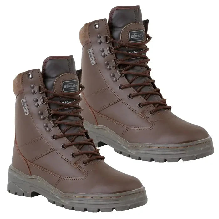 Kombat UK Leather Patrol Boots MoD Brown with high-ankle support and rugged sole, ideal for cadets and outdoor use. Durable military boots from John Bulls.  from  John Bull Clothing