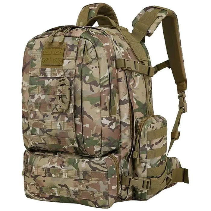 Kombat Viking Patrol Pack 60 Litre BTP - Tactical Backpack in BTP camo with multiple compartments and MOLLE webbing, ideal for 3-day missions.  from  John Bull Clothing