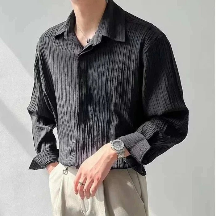 Korean design loose shirt - AntoniosClothing - Black
