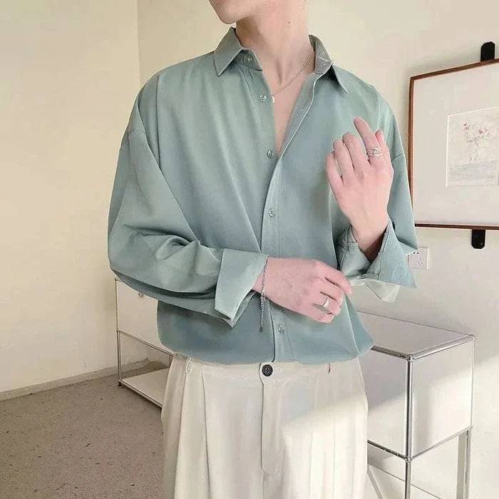Korean design summer shirt - AntoniosClothing - Light blue