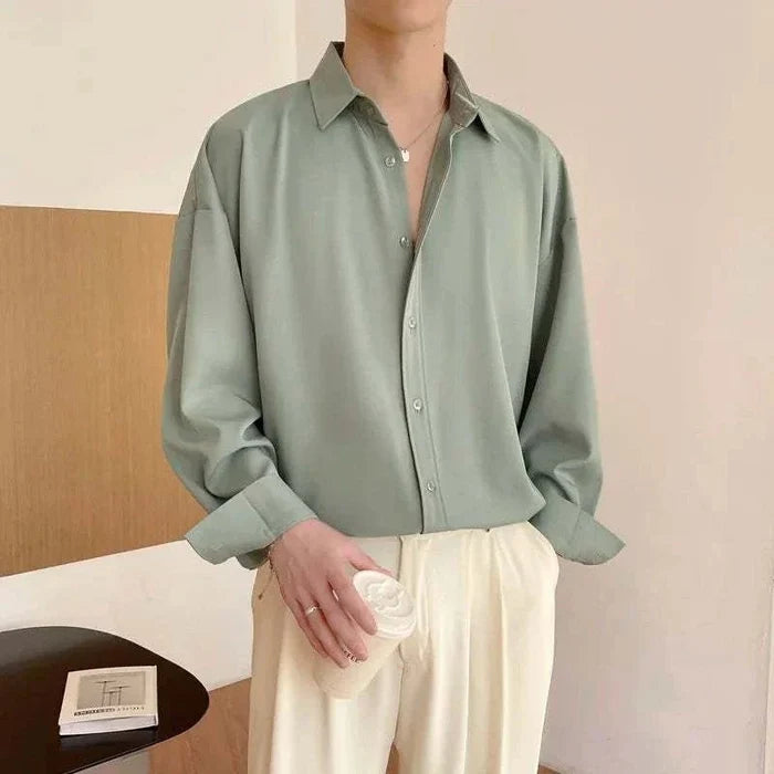 Korean design summer shirt - AntoniosClothing - Light blue
