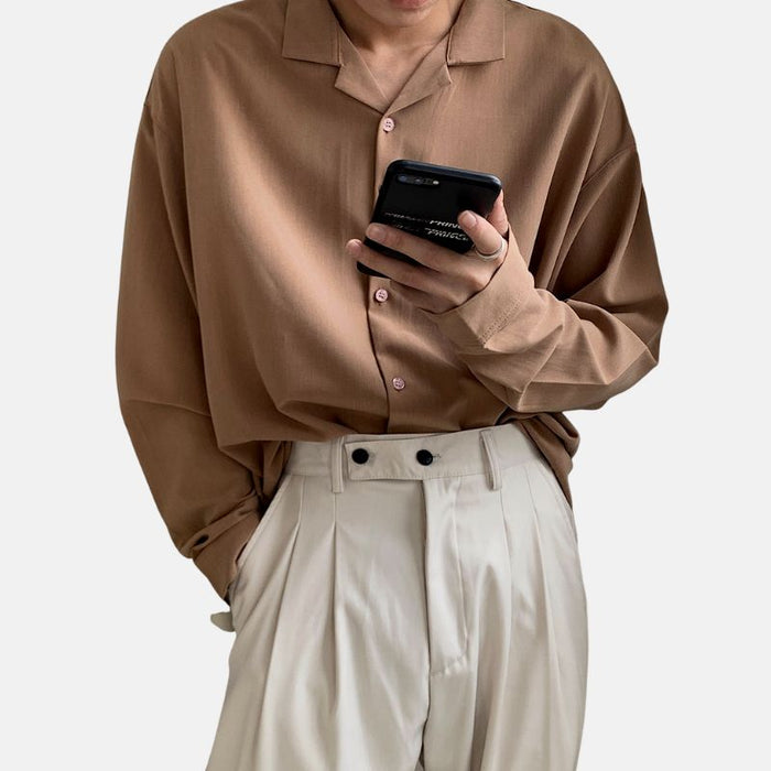 Korean Loose Fit Shirt - AntoniosClothing - Red