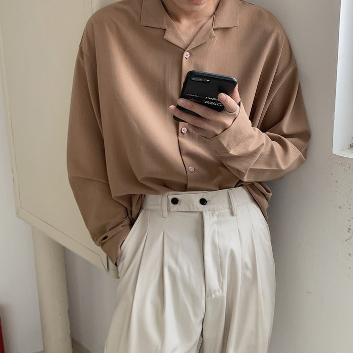 Korean Loose Fit Shirt - AntoniosClothing - Red