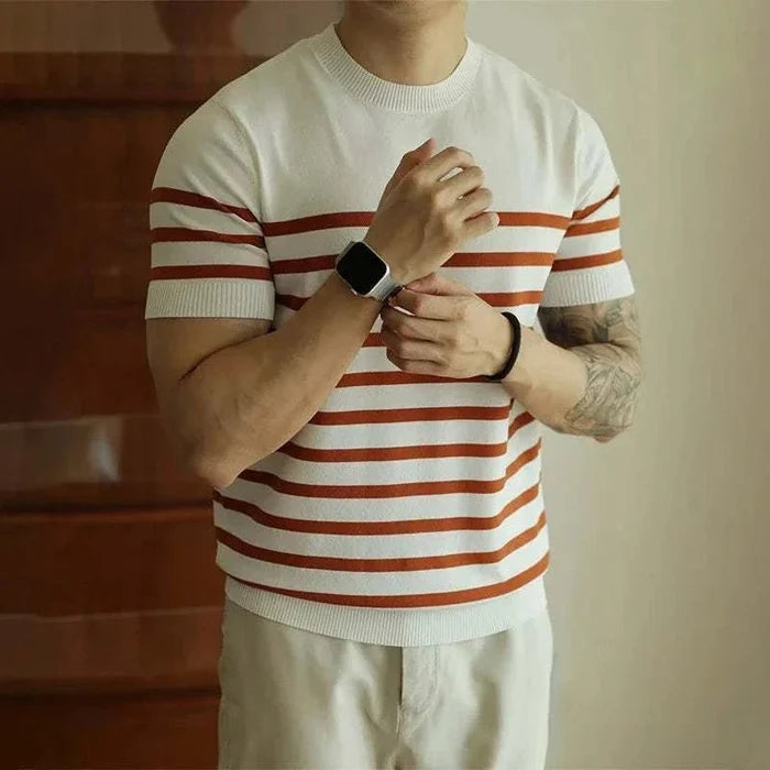 Korean summer striped t-shirt - AntoniosClothing - Orange