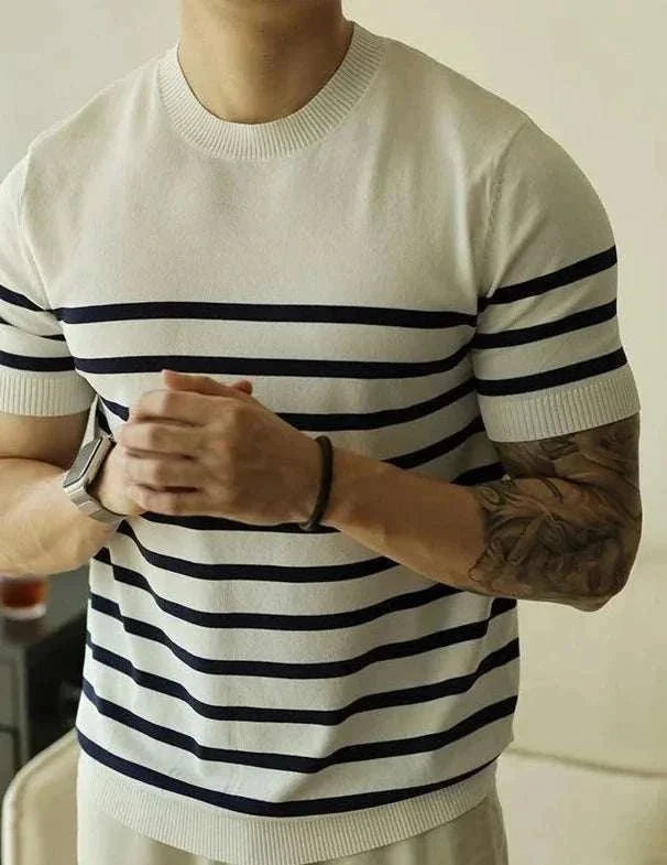 Korean summer striped t-shirt - AntoniosClothing - Orange