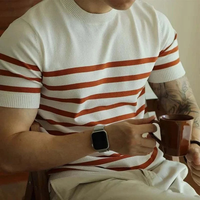 Korean summer striped t-shirt - AntoniosClothing - Orange