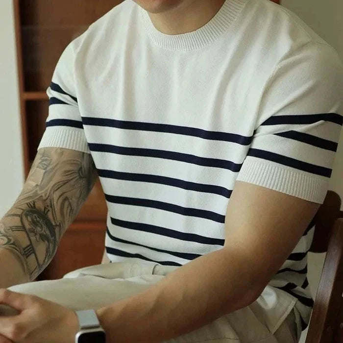 Korean summer striped t-shirt - AntoniosClothing - Orange
