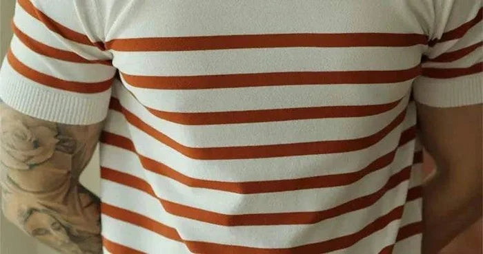 Korean summer striped t-shirt - AntoniosClothing - Orange