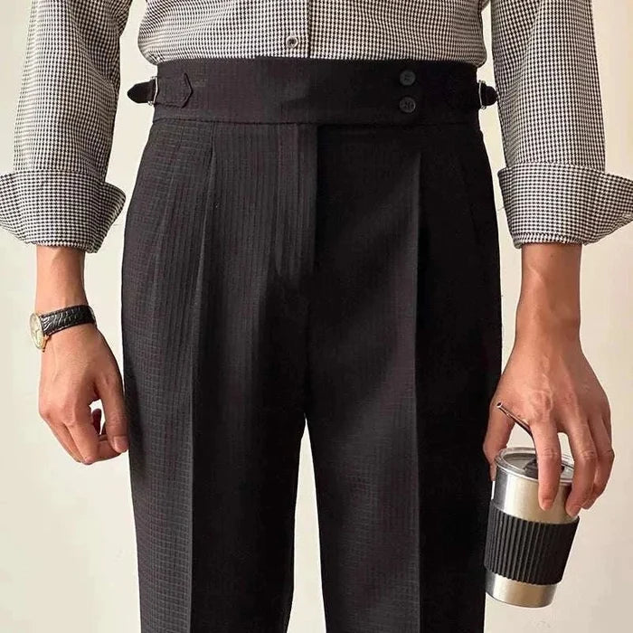 Lace-up belt high-waist trousers - AntoniosClothing - Black