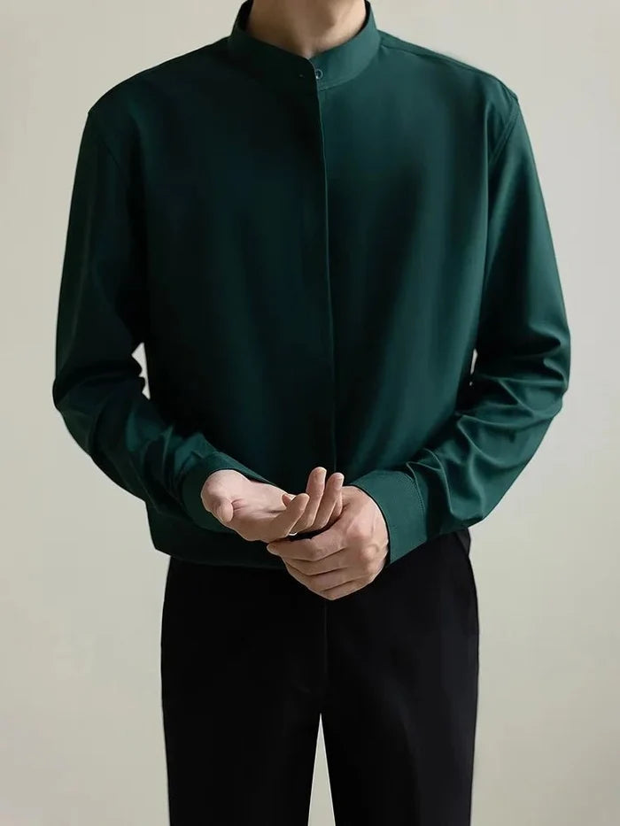 Large size formal shirt classic business style - AntoniosClothing - Black