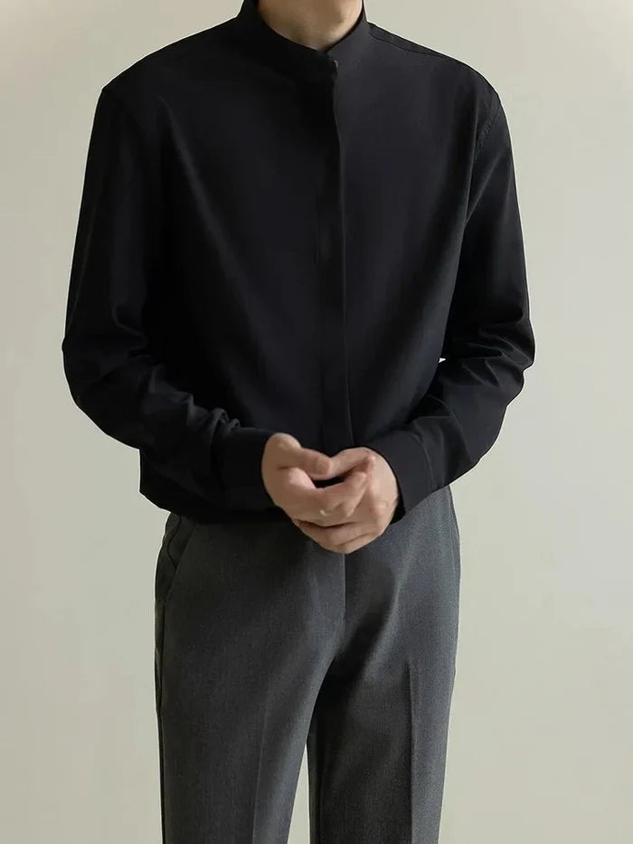 Large size formal shirt classic business style - AntoniosClothing - Black