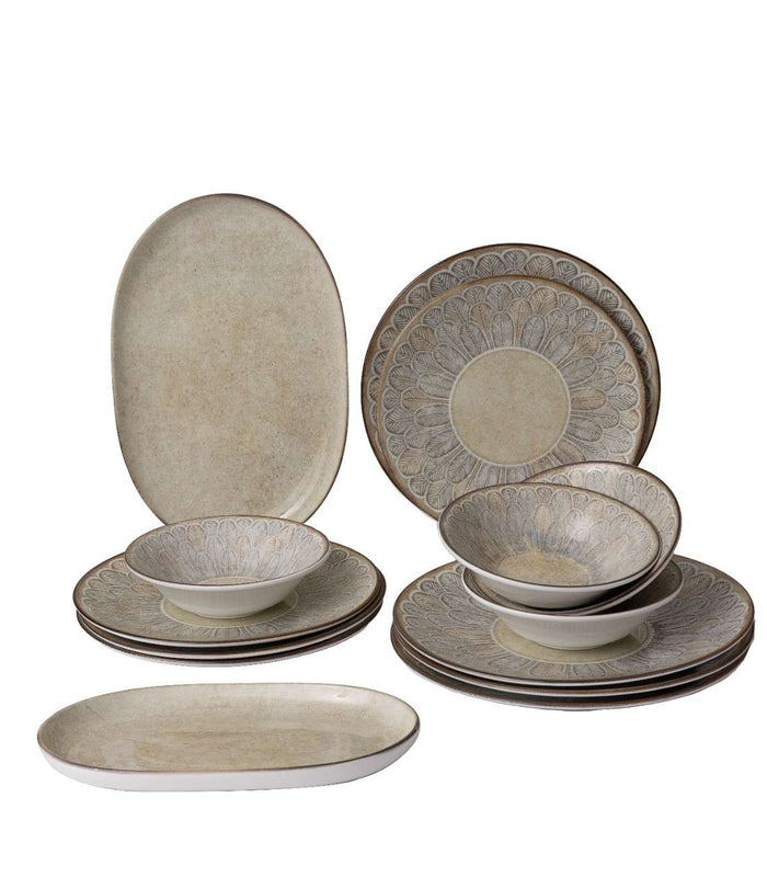 4-Piece Leaf Motif Dinner Se
